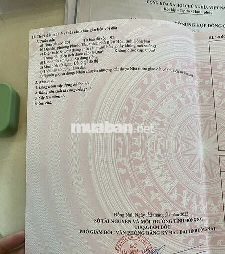 Full thổ cư 64m vuông, Phường Phước Tân, Biên Hòa