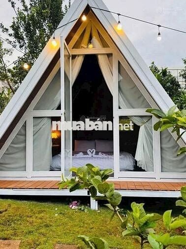 Bán lại lô đất 388m2 giá 489triệu sẵn căn bungalow - sân vườn - hồ cá