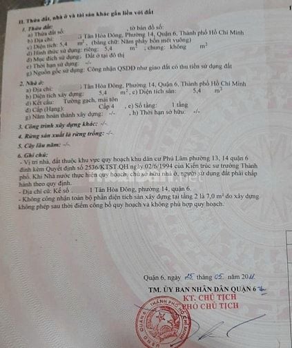 Nhà nhỏ xinh có SHR dt5,4m2 đúc 2 lầu 2pn Tân Hòa Đông Q6