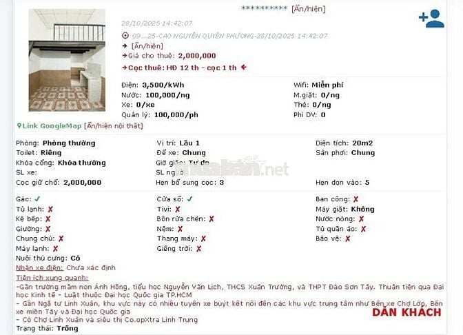 Cho thuê phòng trọ giá rẻ Phường Linh Xuân, Thành phố Thủ Đức