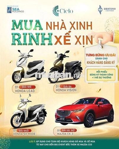 Căn hộ chung cư 2PN+2WC tại Destino Centro, dt 55m2, giá 1tỷ790