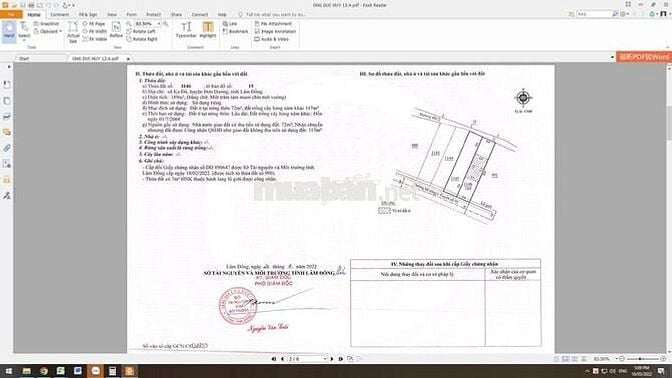 Bán đất nền Xã Ka Đô - H. Đơn Dương - Lâm Đồng ; SH 189 m2; TC 72m2;