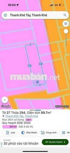 Bán lô đất kiệt ôtto Nguyễn Như Hạnh Thanh Khê