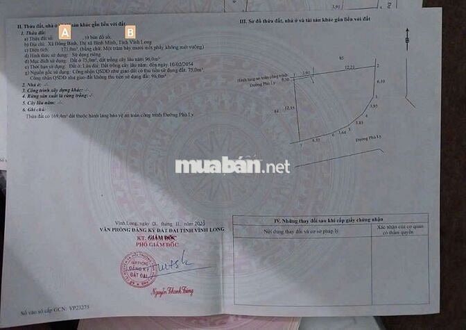 BÁN ĐẤT 2 MẶT TIỀN LỘ NHỰA DT 636,5M²- ĐÔNG BÌNH, BÌNH MINH, VĨNH LONG