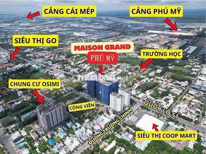 Căn hộ cao cấp MT QL51 giá chỉ 38tr/m2 cảng Cái Mép MaisonGrand Phú Mỹ