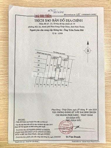 Đất ở TĐC 100m2 phường Bảo An, Phan Rang, đường nhựa 7m