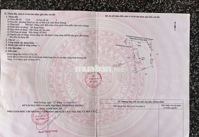 BÁN ĐẤT PHƯỜNG HOÀ LỢI 8x22 CHỈ 1TỶ4xx CÓ HỖ BANK