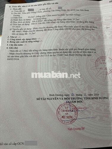 Đất 93m2 gần ngã tư chiêu liêu, phường Tân Đông hiệp, Tp Dĩ An