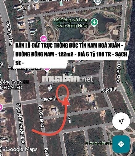 Bán Lô Đất Đầm Sen Nam Hòa Xuân 122m2 - 6 Tỷ 184 SẠCH