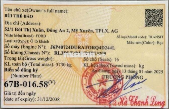 TRANSIT SVP 2018 KO DỊCH VỤ 175000KM BẢO HÀNH 1NAM