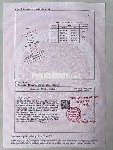 Bình Mỹ - Củ Chi 5x20=100m2 thổ cư xây dựng tự do đường thông