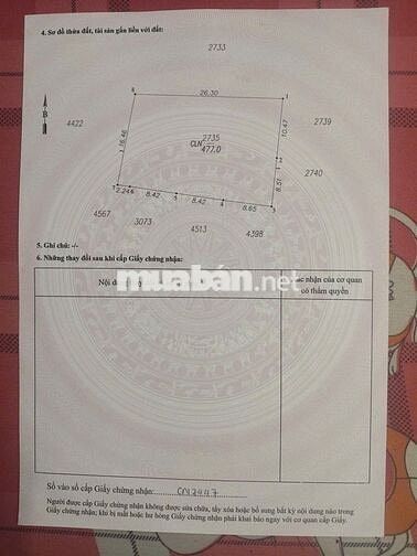 Cần bán lô đất 477m2, có sổ đỏ, hẻm 3m đường Nguyễn Hiền, phường Dĩ An