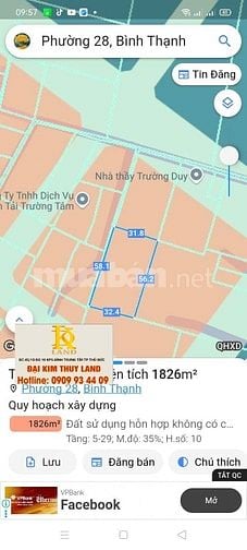 Bán 1,867m2 đất lúa.Thanh Đa.Bình Thạnh.12 triệu 1m2