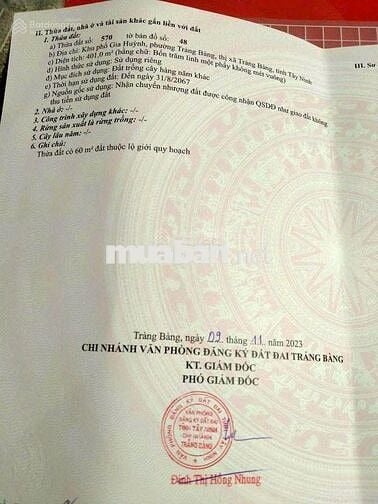 Đất 401m2 Trảng Bàng, đg nhựa thông thoáng, dân cư đông, SHR, 700tr