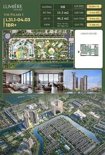 BÁN CĂN HỘ 1 ngủ +L31.1-04.03 Lumier Orient Pearl Vinhomes Ocean Park1