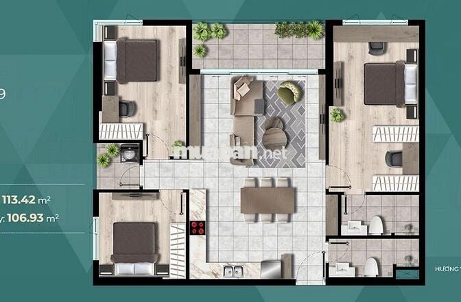 Bán Siêu Phẩm Căn Góc 113m2 - 3PN 2WC - Ban Công Siêu Rộng