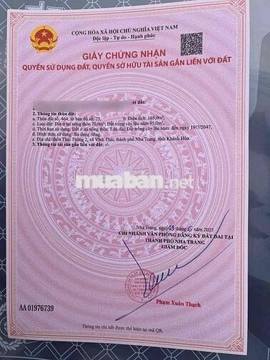 Đất  Mặt Tiền Thái Thông Nha Trang Sổ Đỏ Riêng Phù Hợp Kinh Doanh