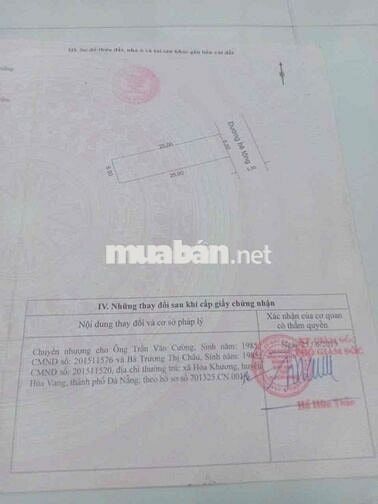 Bán lô đất sạch đẹp thôn Hương Lam, Hoà Khương, Hoà Vang, Đà Nẵng