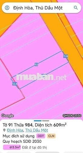 Chủ bán đất mặt tiền đường DX 65 , kế bên vòng xoay Định Hòa