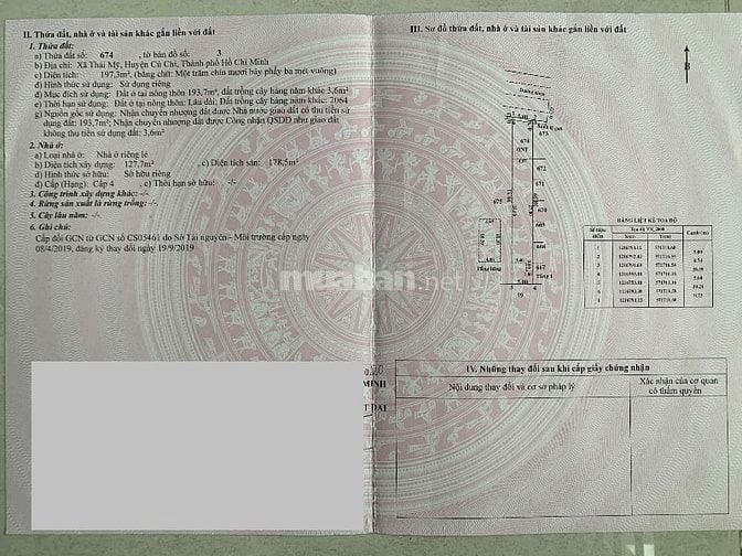 Bán nhà Xã Thái Mỹ Củ Chi TPHCM