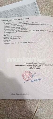 Nền 22x45m Khu 3 Thị Trấn Cái Bè