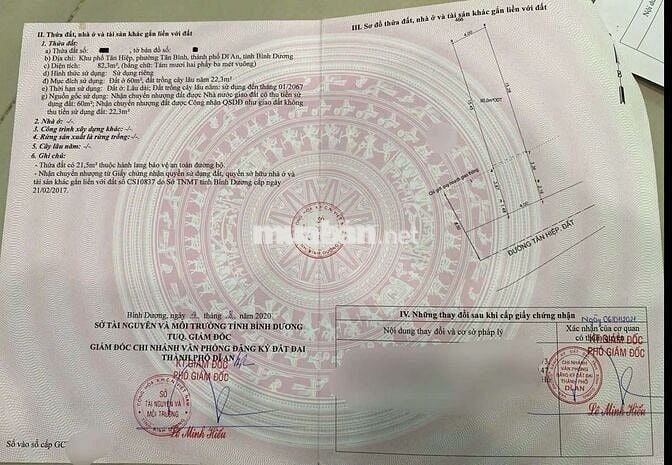 Đất đẹp mặt tiền Tân Hiệp gần chợ Phú An p. Tân Bình Dĩ An