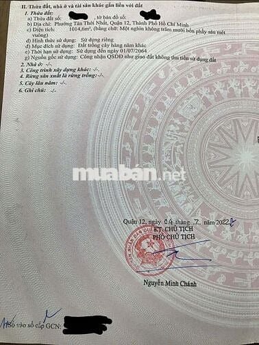 BÁN ĐẤT MẶT TIỀN SẴN SỔ FULL TIỆN ÍCH TRUNG TÂM TÂN THỚI NHẤT-Q12
