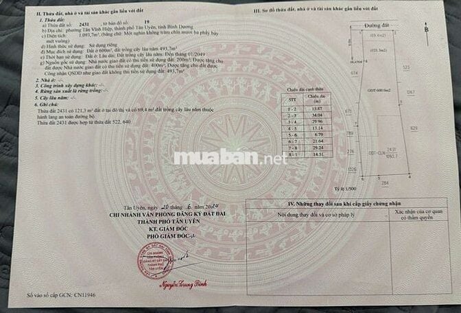 BÁN ĐẤT TÂN VĨNH HIỆP TÂN UYÊN BÌNH DƯƠNG, (TÂN KHÁNH TPHCM)