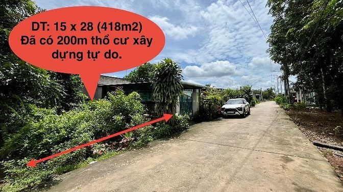 Đất thổ cư 15x28 sổ hồng phường Tây Nam-HCM