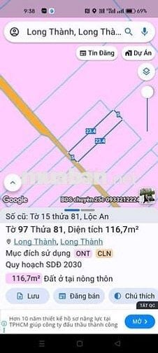 LỘC AN , LONG THÀNH CÁCH CHỢ MỚI CHỈ 1KM, RA SÂN BAY BÁN KÍNH 5KM