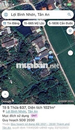 Bán đất HXH lợi bình nhơn, diện tích 17.5m x 52m #1020m2 full thổ