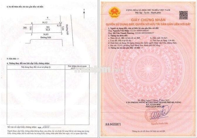 Chính chủ cần bán lô góc kiệt ôtô bình kỳ ngủ hành Sơn TPĐN