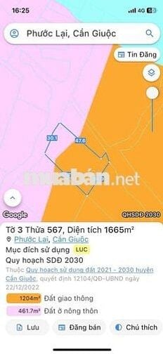 ĐẤT VEN SÔNG 710m quy hoạch thổ cư MẶT ĐƯỜNG ĐI VINHOMES CẦN GIUỘC