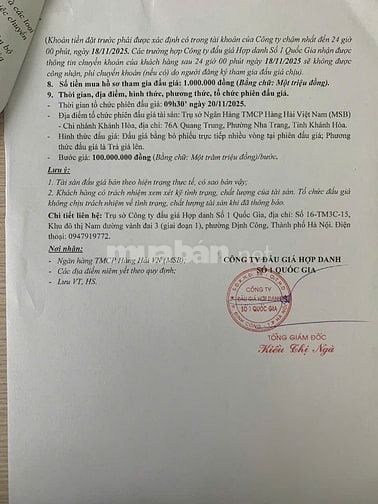 CÔNG TY ĐẤU GIÁ HỢP DANH SỐ 1 QUỐC GIA THÔNG BÁO BÁN ĐẤU GIÁ TÀI SẢN