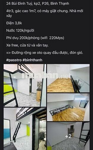 Phòng trọ 4.300.000 đường Bùi Đình Tuý, Bình Thạnh