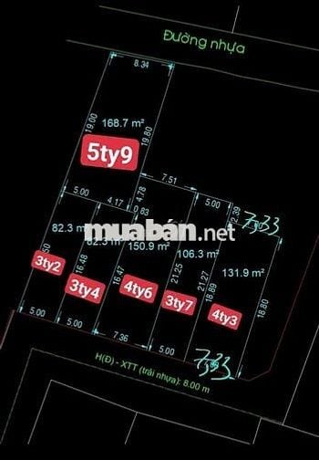 Ðất 7,36 x 21,27 (150,9m2) đường thông 6m gần chợ Xuân Thới Thượng