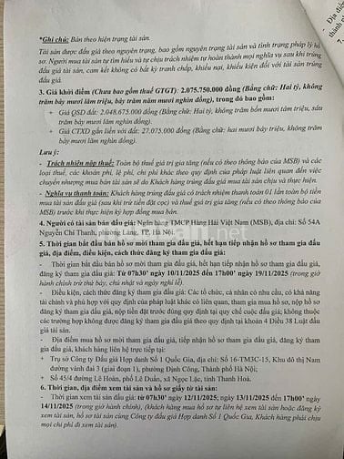 CÔNG TY ĐẤU GIÁ HỢP DANH SỐ 1 QUỐC GIA THÔNG BÁO BÁN ĐẤU GIÁ TÀI SẢN