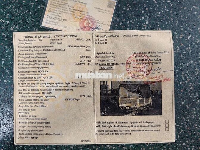 Isuzu tải 1.990kg đời 2017