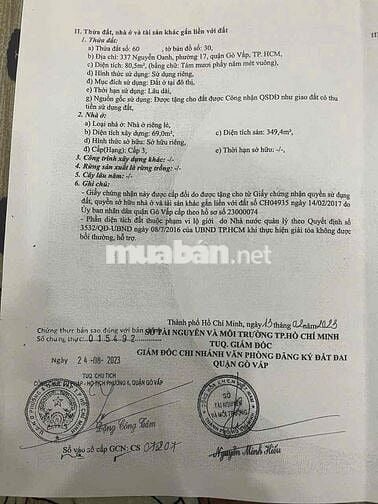 chính chủ cần bán nhà mặt tiền nguyễn oanh( 4*20)80m2