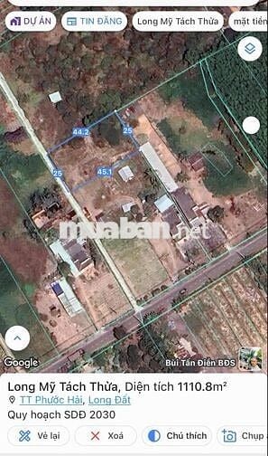 25x44 Tổng 1100m Có Sẵn 240 Thổ Cư Long Mỹ Phước Hải