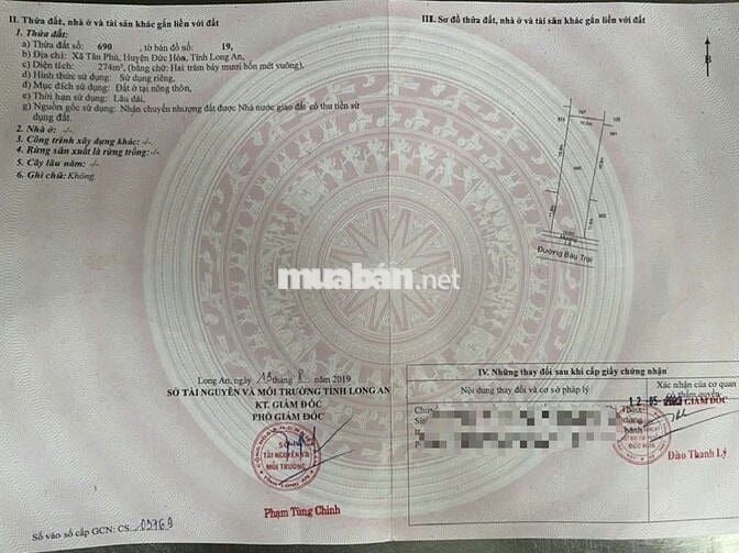 Bán Gấp Lô Đất 270m2 Ở MT Đường Bàu Trai, Xã Tân Phú, Đức Hòa, Long An