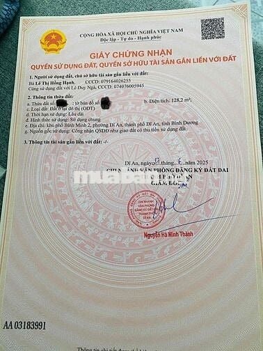 Bán Nhà Trung Tâm Chợ Dĩ An Chính Chủ