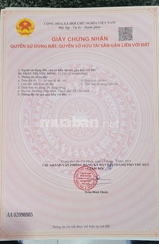 4,6ty SHR 56m² (4,5×14) Hẻm ôtô KĐT VẠN PHÚC Phường Hiệp Bình Phước TĐ