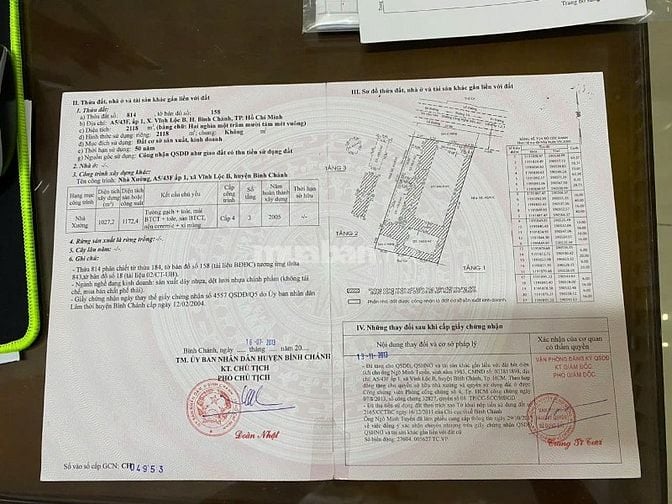 BÁN NHÀ XƯỞNG (VĨNH LỘC B, BÌNH CHÁNH) 2.118M2 - chính chủ