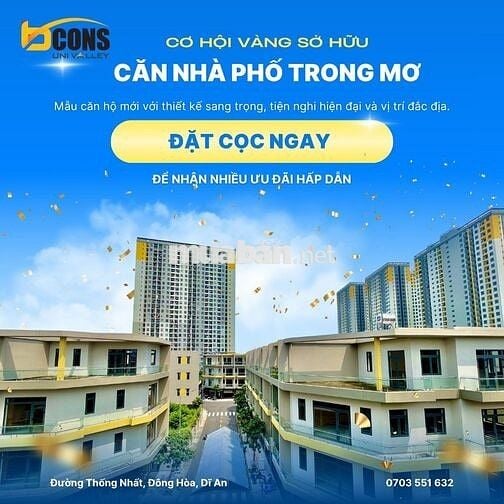 NHÀ PHỐ DĨ AN GẦN CỤM 5.000 CĂN HỘ BCONS
