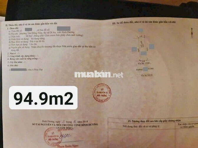 Đất đẹp 85m trục chính kdc Phúc Đạt gần Vincom550 Dĩ An