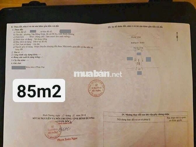 Đất đẹp 85m trục chính kdc Phúc Đạt gần Vincom550 Dĩ An