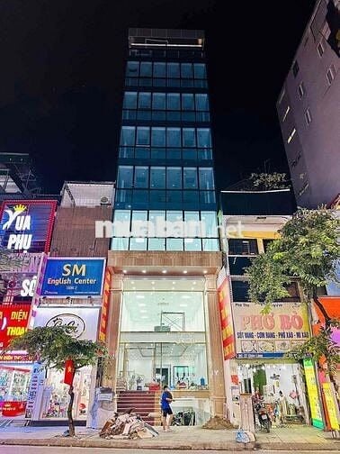 Bán tòa kính mặt phố Chùa Láng 136m², 8 tầng + hầm, MT 6.2m, 115 tỷ
