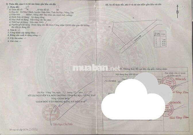 Bán GẤP nhà và đất vườn sầu riêng tại xã Bàu Chinh,Huyện Châu Đức BRVT