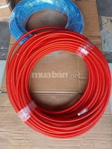 Ống chịu nhiệt teflon bọc lưới inox, bọc bố vải xanh, đỏ